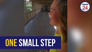 WATCH Hoërskool Driehoek survivor takes first steps on new walkway [upl. by Eiten]