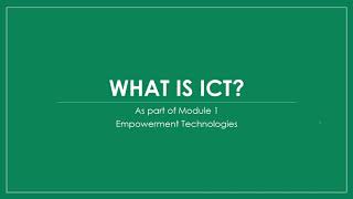 Techno  Module 1  Introduction to ICT [upl. by Ayihsa82]