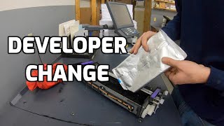 Developer Change on Konica Minolta 1200 PRO Fixing Error Code c2803 [upl. by Enautna]