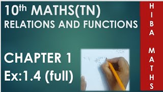 10th maths chapter 1 exercise 14 relations and functions full Answers tn samacheer hiba maths [upl. by Zzabahs]