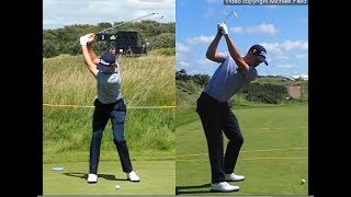 Justin Thomas golf swing  Long Iron faceon amp downtheline July 2017 [upl. by Stutman]