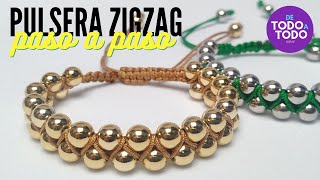 Cómo hacer una pulsera en ZIGZAG con balines o piedras [upl. by Catt]