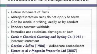 Misrepresentation Lecture 1 of 4 [upl. by Sweet]