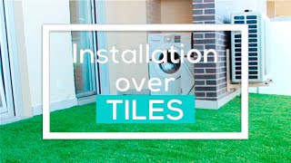 Artificial grass installation over tiles [upl. by Neemsaj]